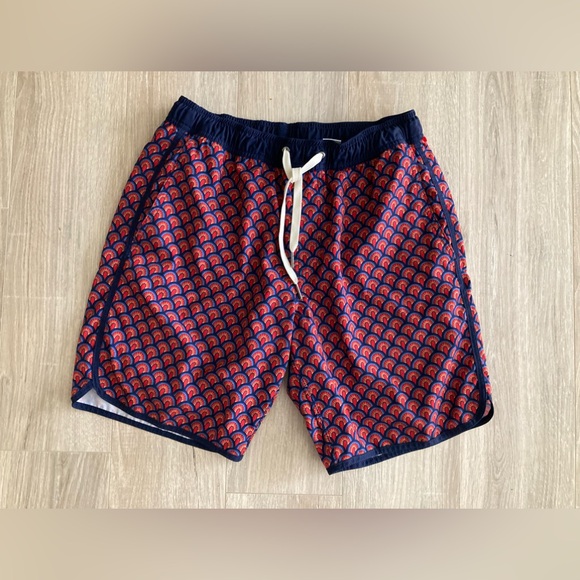 Fair Harbor Men’s The Anchor Swim Trunks Red Art Deco - Size Small - Picture 2 of 9